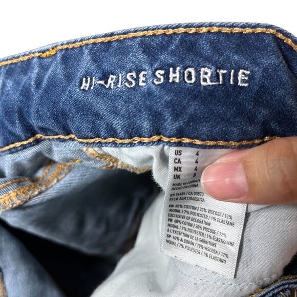 American Eagle High Rise Shortie Jean Shorts - Picture 7 of 9